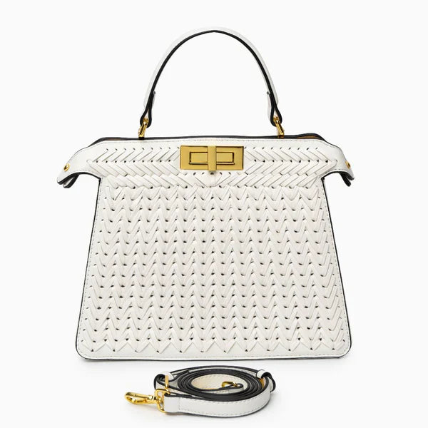 Leather Rail Golden Lock Bag