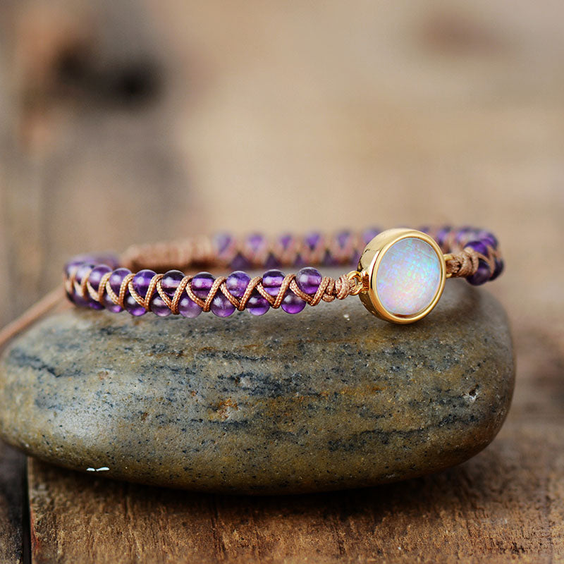 Amethyst Opal Charm Bracelet