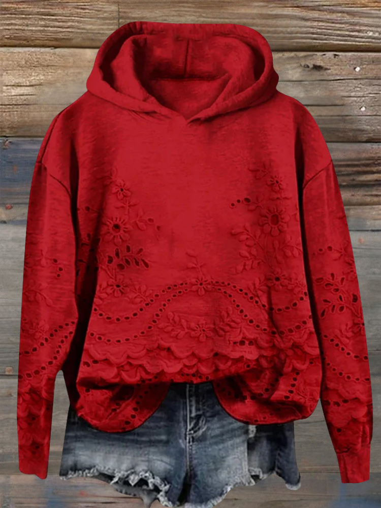 SASSY | Hoodie with Floral Embroidery
