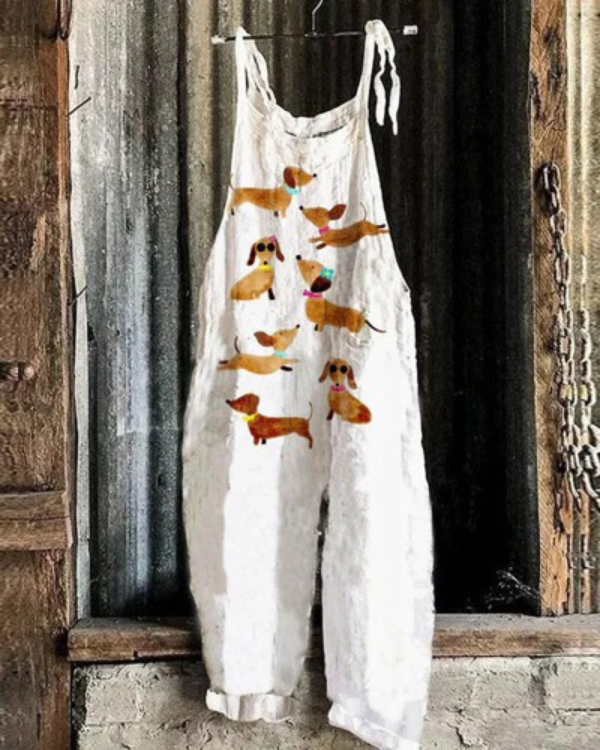SOLEA | Light, handmade jumpsuit with dachshunds