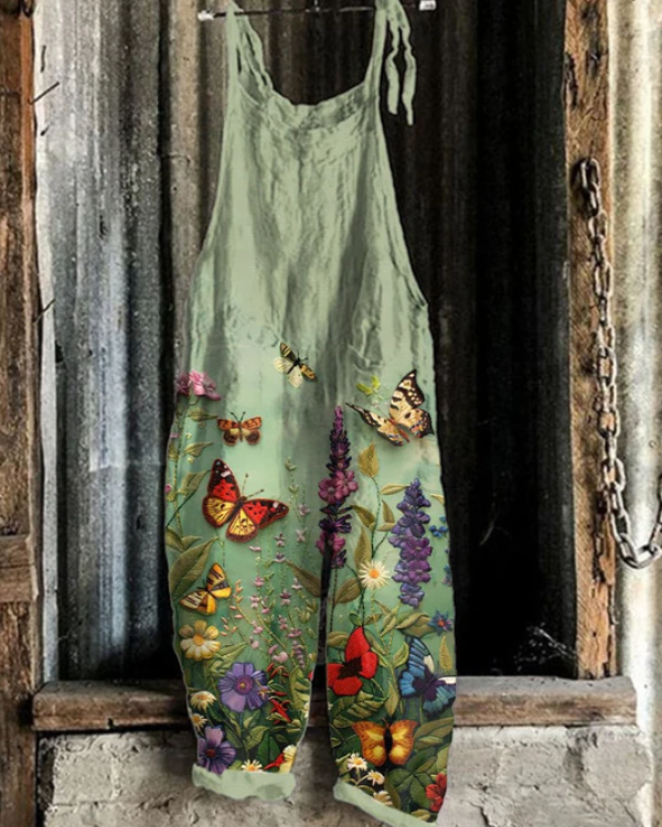 SOLEA | Light, Handmade Jumpsuit with Butterflies and Flowers