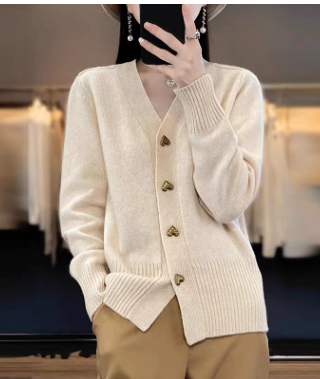 Adele® | Elegant Heart Button Cardigan