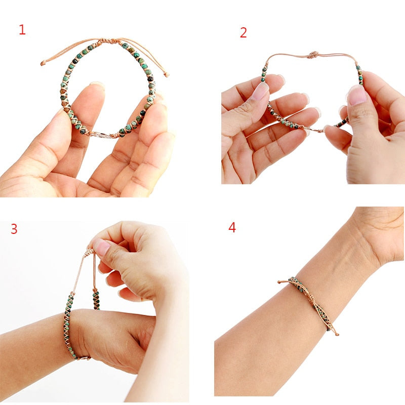 Amazonite Heart Charm Macrame Bracelet