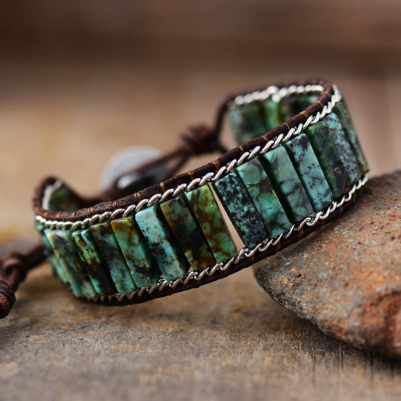 African Turquoise Vintage Chain Bracelet
