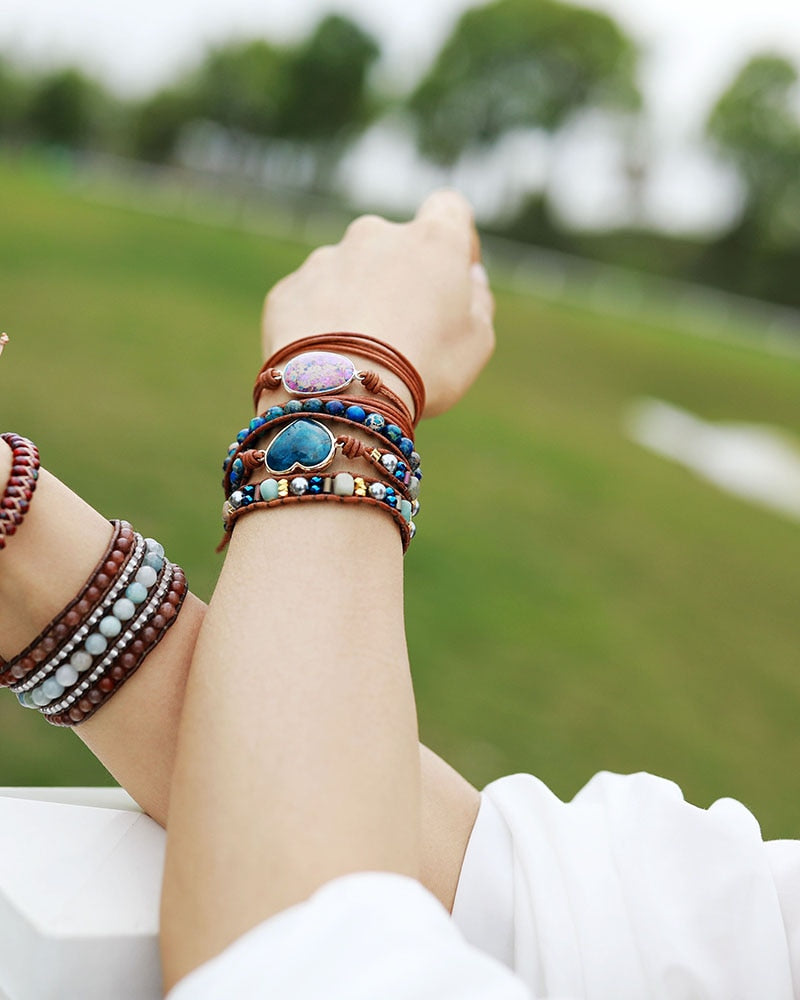 Apatite Heart Wrap Bracelet