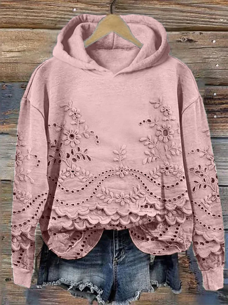 SASSY | Hoodie with Floral Embroidery