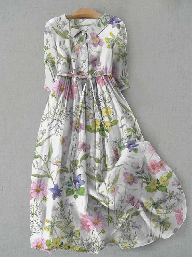 Penelope® - Floral A-Line Dress with Waist Ties