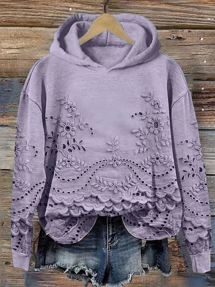 SASSY | Hoodie with Floral Embroidery