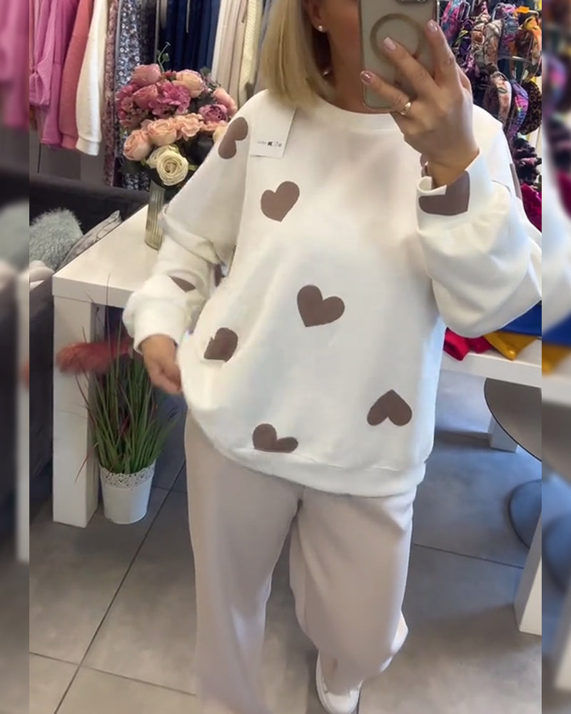 MILU | Cotton Blend Sweater with Hearts