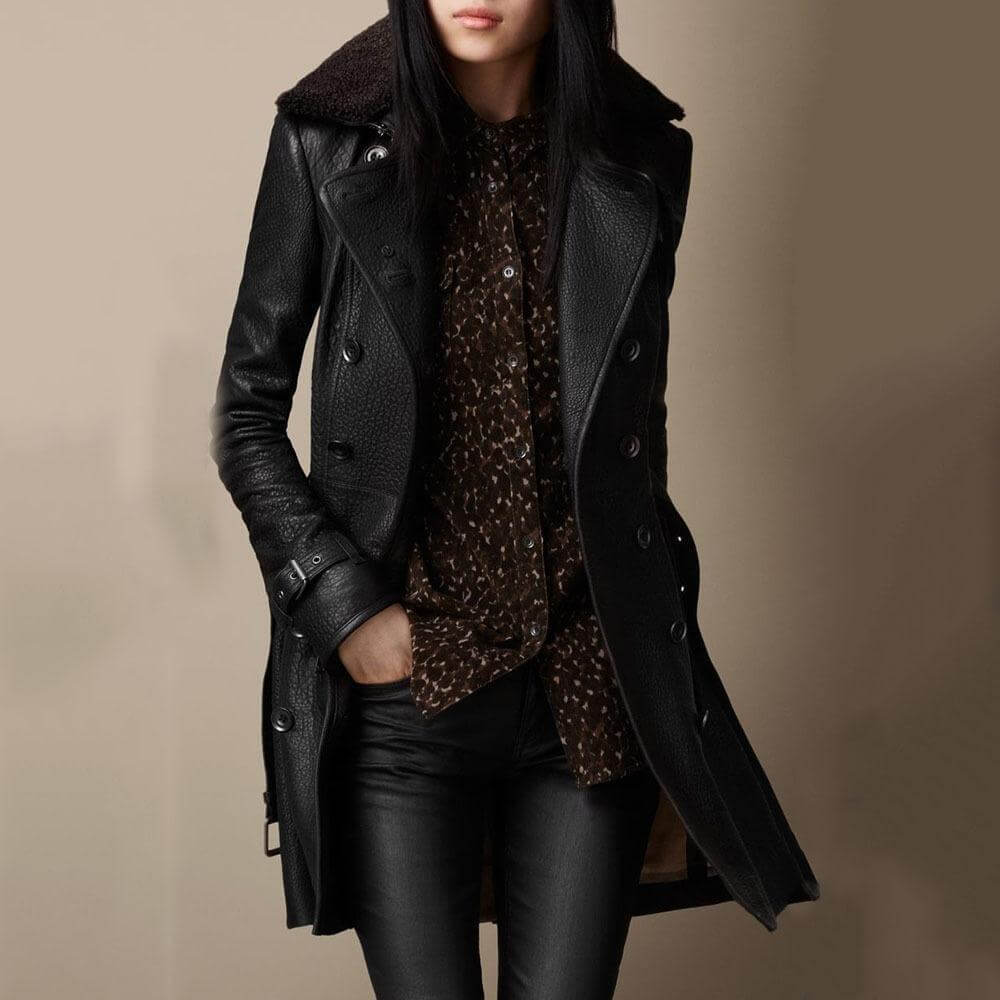 Clara®| Faux Leather Trench Coat