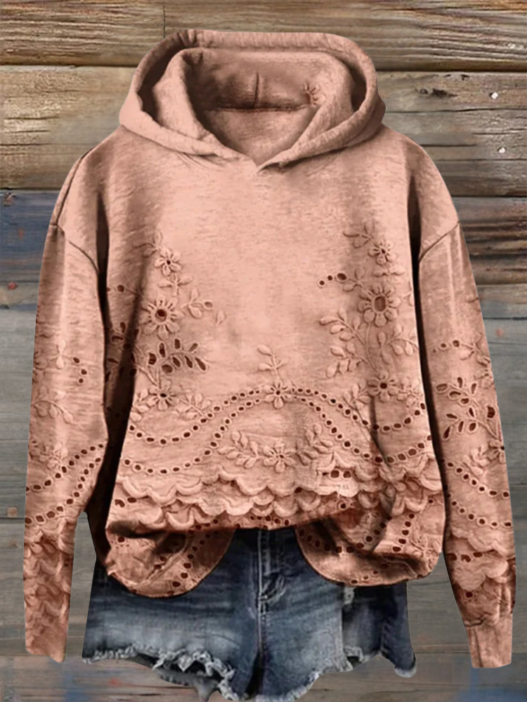 SASSY | Hoodie with Floral Embroidery