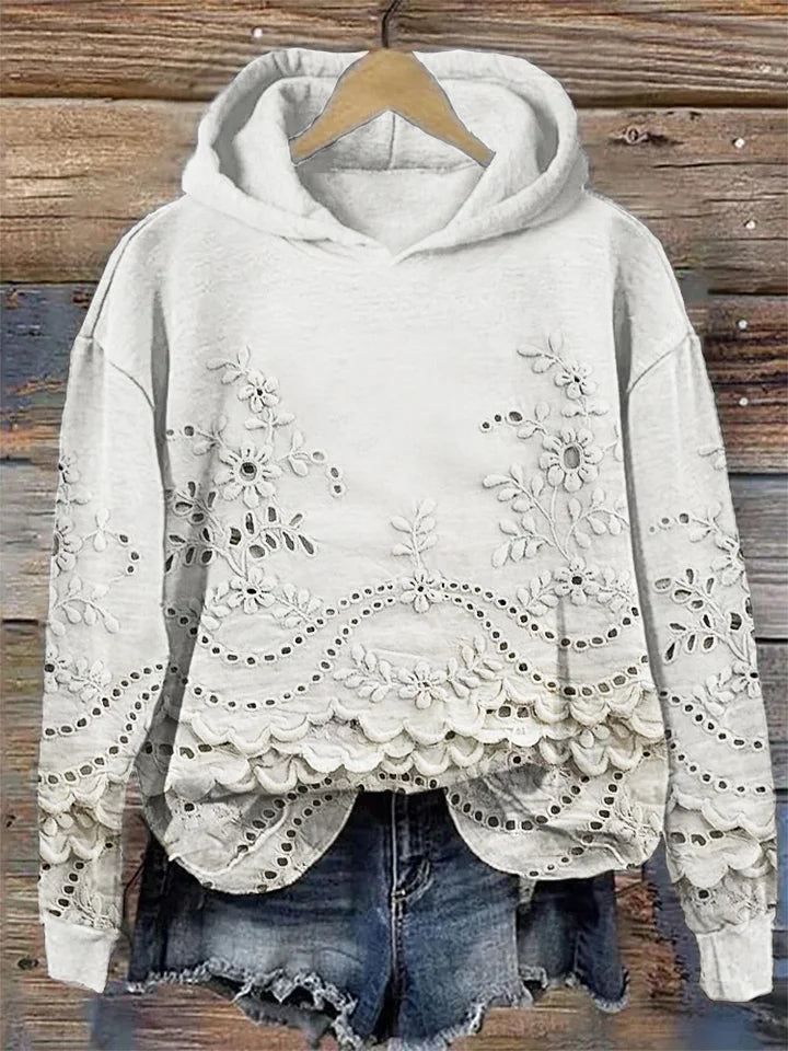 SASSY | Hoodie with Floral Embroidery
