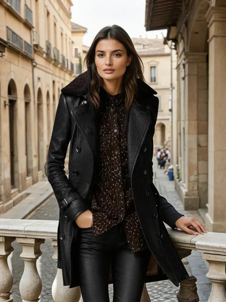 Clara®| Faux Leather Trench Coat