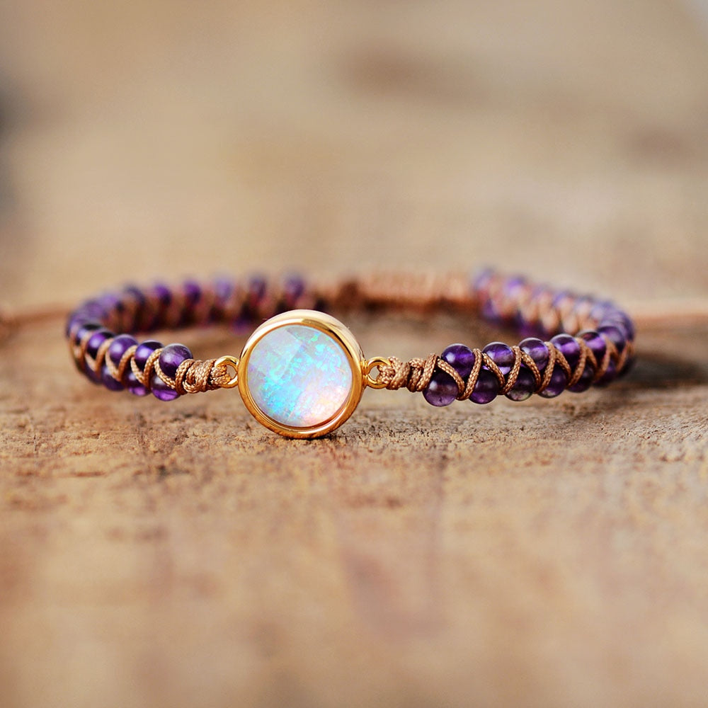 Amethyst Opal Charm Bracelet