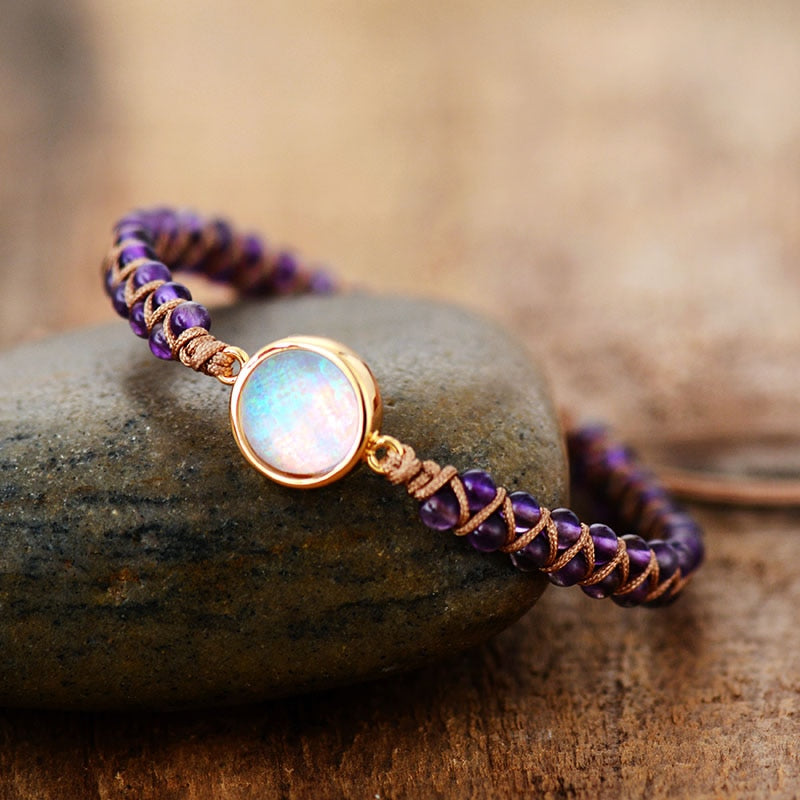 Amethyst Opal Charm Bracelet