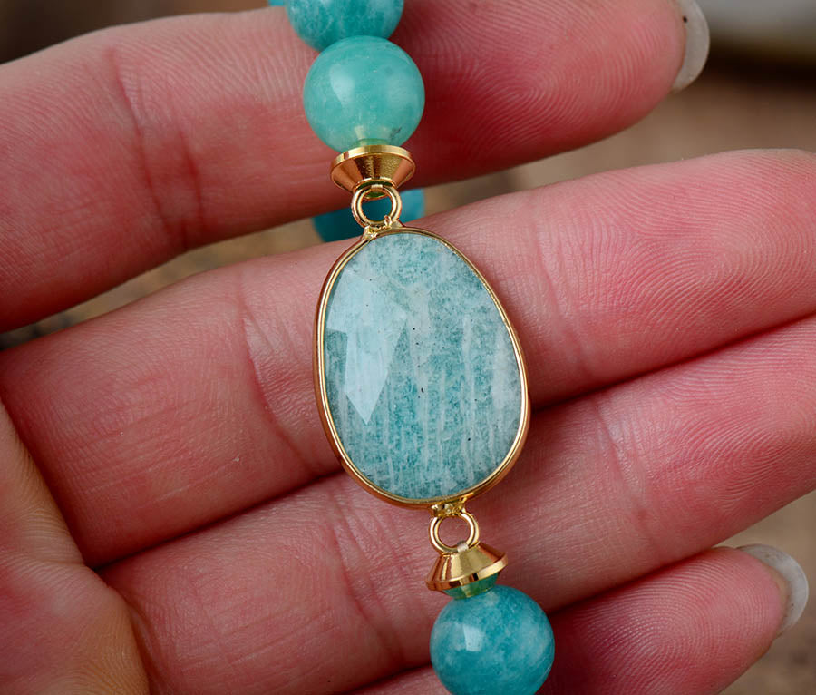 Amazonite Beaded Elastic Bracelet