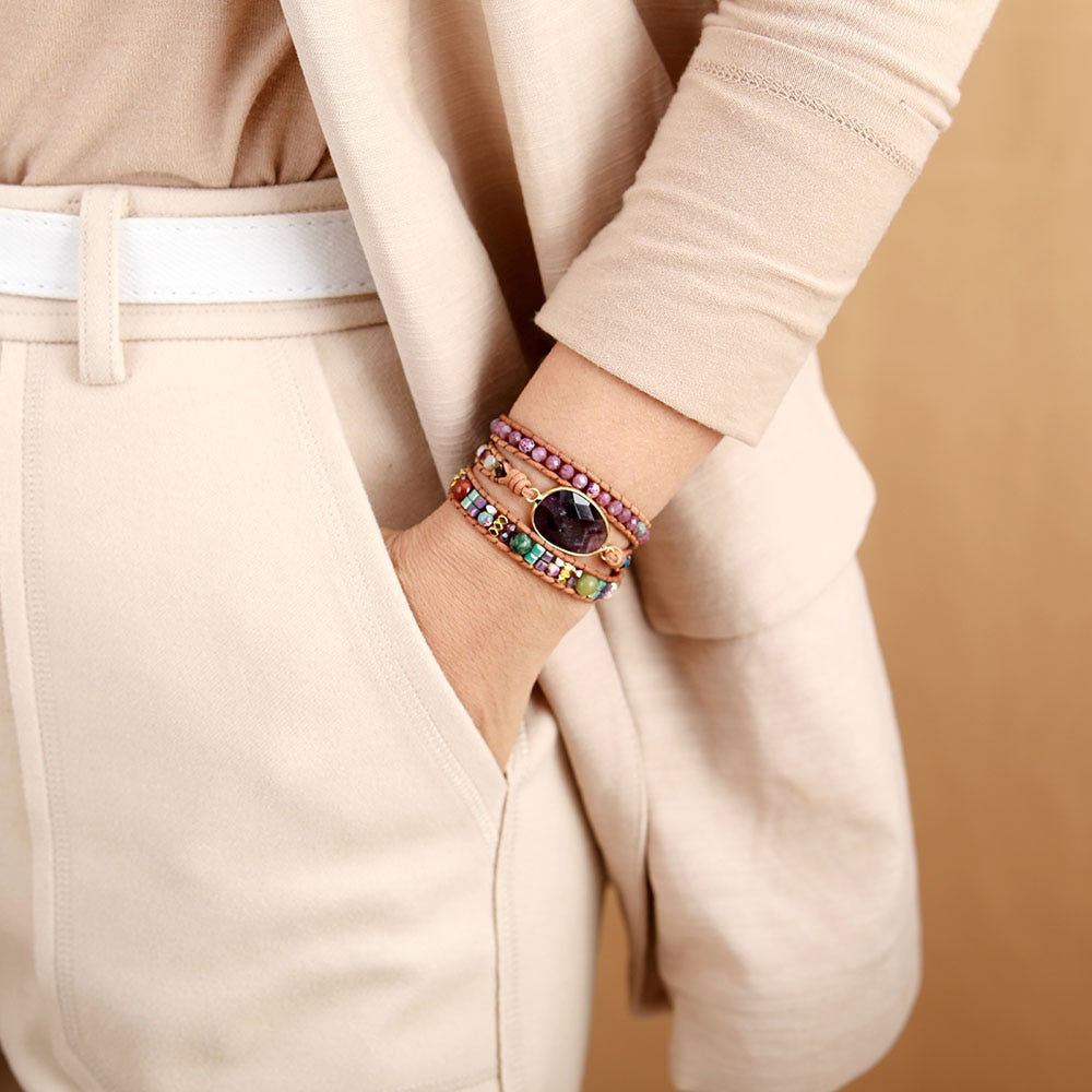 Amethyst Crystal Statement Bracelet