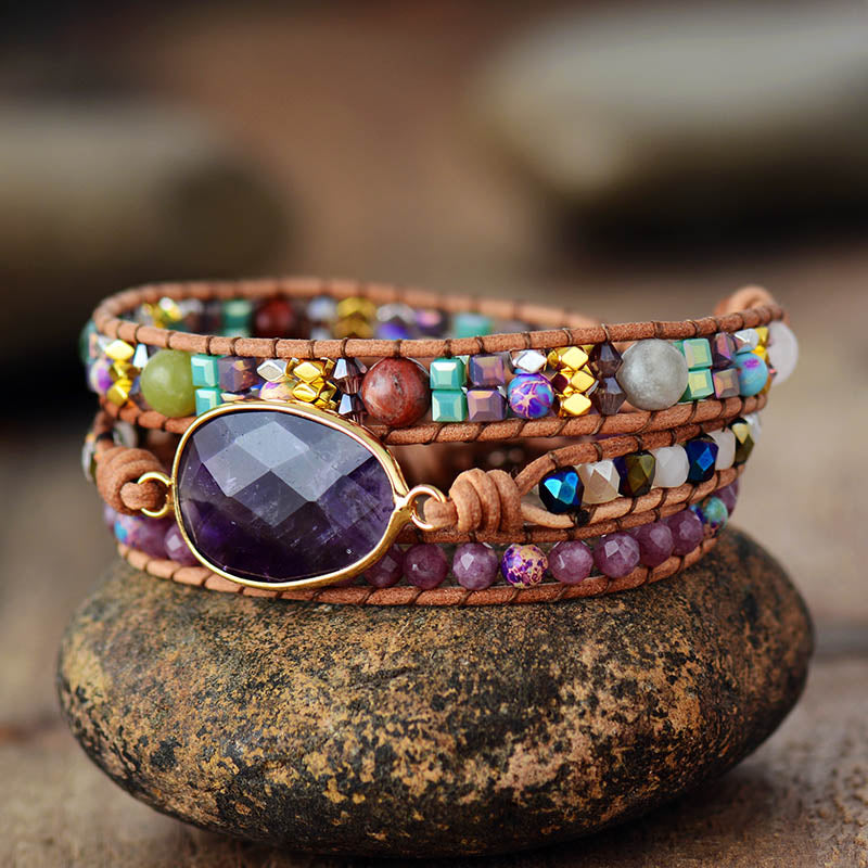 Amethyst Crystal Statement Bracelet