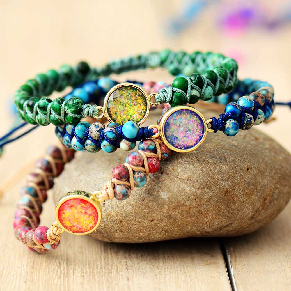 Braided Imperial Jasper Opal Bracelet