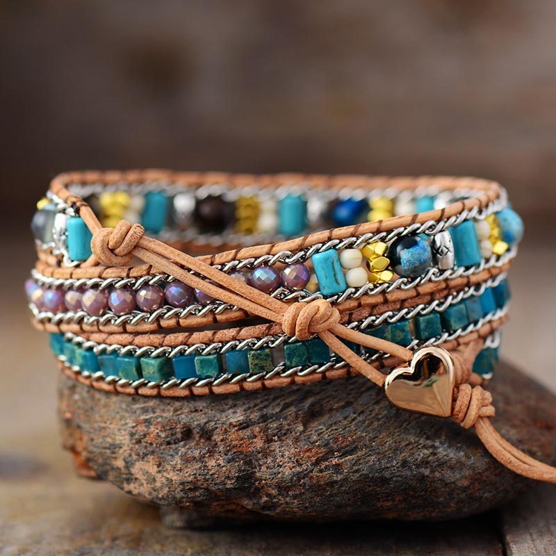 Blue Heart Opal Statement Bracelet