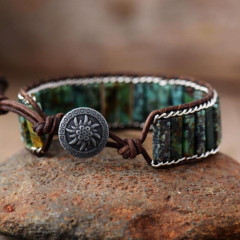 African Turquoise Vintage Chain Bracelet